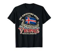 Icelandic Viking Ancestry Iceland Flag Longship Vintage Art T-Shirt