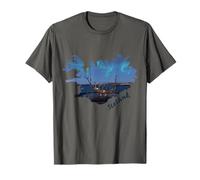 Icelandic Viking Ship & Aurora Skyline within Iceland Map T-Shirt