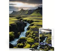 Icelandic Waterfall Landscape Hard Jigsaw Puzzle for Adults 1000 Pieces Strong Logic Neat Thick Fun Challenge Night Play (50x75cm)
