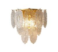 ICEMOB 11.8in French Personalized Leaf Glass Wall Sconces Modern Light Luxury Decorative Brass LED Wall Lamp Bedroom Bedside Living Room TV Wall Aisle Corridor Decorative Wall Lights