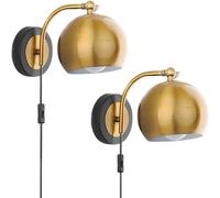 ICEMOB Gold Wall Sconces Plug in Lighting Fixture,E26 Industrial Vintage Boho Adjustable Wall Lights,Set of 2 Pack Wall Lamp Bedside Lamp Bathroom Vanity Lights