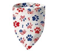 ICEMOOD American Flag Dog Bandana,Patriotic Star-Spangled Paw Print Triangle Scarf,Adjustable Snap Button Pet Bib with American Flag Design,Small & Medium Breeds (5-30lbs)