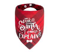 ICEMOOD Christmas Dog Bandanas - Dear Santa I Can Explain, Funny Holiday Stocking Stuffers Pet Scarf Naughty & Nice Gifts Idea, Red Plaid, Small & Medium Breed, 5-30lbs