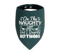ICEMOOD Christmas Dog Bandanas Naughty & Nice Idea Funny Holiday Stocking Pet Scarf Gifts - On the Naughty List And I Regret Nothing, Solid Green, Medium & Large Breed, 25-75lbs