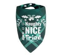 ICEMOOD Christmas Dog Bandanas Pets Funny Holiday Costume Gift Xmas Stocking Stuffers - Naughty Nice I Tried, Green Plaid, Medium & Large Breed, 30-75lbs