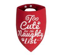 ICEMOOD Christmas Dog Bandanas - Too Cute for the Naughty List, Naughty & Nice Idea Funny Holiday Stocking Pet Scarf Gifts Solid Red, Small & Medium Breed, 5-30lbs