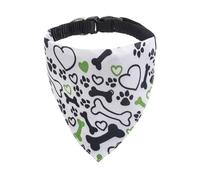 ICEMOOD Cute Bandana with Slip Over Collar for Small Pets, 9-14 lbs, Adjustable Novelty Printed Dog Scarf, Black Bone, Medium