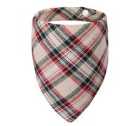 ICEMOOD Dog Bandana - Classic Beige Plaid, Adjustable Snap Closure, Soft Washable Puppy Scarf,for Medium and Large Pets 30-75 lbs,Beige