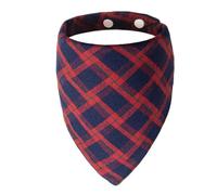 ICEMOOD Dog Bandana Classic Plaid Puppy Scarf with Adjustable Snap Button, Soft Breathable Fabric, Washable Neck Accessory for Puppies, 6lbs to 30lbs Breeds, Red Navy, Medium