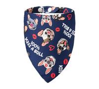 ICEMOOD Dog Bandana Valentine's Day - Kiss A Bull Cute French Bulldog Pattern Snap Button for Small & Medium Dogs (2-14kg)