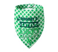 ICEMOOD Dog Bandanas for St. Patricks Day 2-in-1 Daddy's/Mommy's Little Lucky Charm - Double-Sided Green Plaid, Pet Lucky Holiday Costumes Scarf with Snap Button, Medium & Large Breeds (30-75lbs)