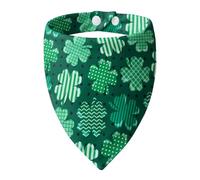 ICEMOOD Dog Bandanas for St. Patricks Day - Big Clover Dark Green Polka Dot Base, Pet Scarf with Snap Button Cute Lucky Holiday Costumes for Irish Festivals, Medium & Large Breeds (30-75lbs)