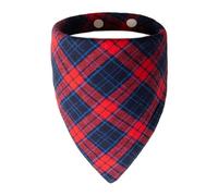 ICEMOOD Dog Classic Plaid Bandana Puppy Scarf with Adjustable Snap Button, Soft Breathable Fabric, Washable Neck Accessory for Puppies, 6lbs to 30lbs Breeds,Navy Red Medium
