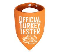 ICEMOOD Dog Fall Bandanas Theme - Turkey Tester - Slogan Printed Thanksgiving Holiday Pet Bandanas Snap Button Triangle Scarf, Golden Orange, Extra Large Breed, 75lbs+