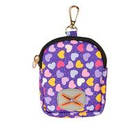 ICEMOOD Dog Poop Bag Holder With Easy Dispensing Hole - Stylish Fashion Print Leash Attachment Poo Bag Carrier and Waste Bag Accessory, Purple Heart, Medium