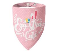ICEMOOD Easter 2-in-1 Dog Bandana with Egg-Stra Cute & Some Bunny Love Me Lovely Saying, Pink Pet Holiday Costumes Scarf with Snap Button, Medium to Large Breeds (30-75lbs)