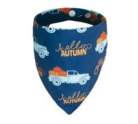ICEMOOD Fall Dog Bandana - Hello Fall Autumn and Pumpkin Truck - Printed Thanksgiving Holiday Pet Bandana Snap Button Triangle Scarf, Navy, Small and Medium Breed, 5-30lbs