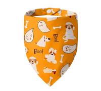 ICEMOOD Halloween Dog Bandana No Terror Beautiful Cartoon M 3-15 kg | Fun mummy costume for small & medium dogs. Bright yellow design with push button. Ideal for Halloween parties.