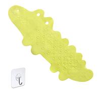 IceMoon Extra Long Non-slip Environmental TPR Rubber Crocodile Bath Mat Shower Tub Mat In The Bath For Babies and Children,with 185 powerful Suction Cup,95 x 34.5 cm, (Green)