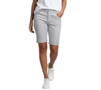 iceoolfashion Women's Stretch Chino Shorts, Mid-Waist | Ladies Mid Waist Jean Style Bermuda Slim Fit Shorts Turn Up Cuffs Summer