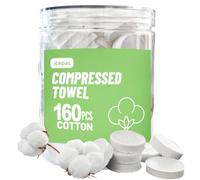 icepac Compression Towels, 160 pieces tin, Pearl Pattern Thickened Portable Washcloths, 8 x 8 inches (20 x 20 cm), Quick Absorbent, Lint-Free, Travel Cleaning Cosmetic Accessories