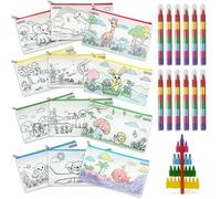 ICEPAPA, 12 Pencil Cases to paint and 12 Stackable Crayons for kids (7 colors in 1), perfect for crayons party bag fillers and kids' party favours
