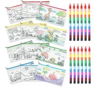 ICEPAPA, 12 Pencil Cases to Paint and Stackable Crayons for Kids - 12 Colors in 1, Perfect for Party Bag Fillers and Favours