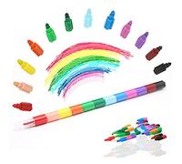 ICEPAPA, 15 PCS Crayons for Kids, Stacked Colouring Crayons, Perfect as Party Bag Fillers, Stocking Fillers Kids Birthday Parties, School Prizes and Gifts for Children (12 colors in 1)