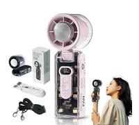 IceRush Turbo - Handheld Fan with Instant Cooling Plate & LED Light, 2025 New Portable Handheld Turbo Fan with Ice Cooler, 3600mah Rechargeable, 135° Tilt Foldable, 100 Levels Adjustable (Pink)