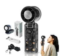 IceRush Turbo - Handheld Fan with Instant Cooling Plate & LED Light, 2025 New Portable Handheld Turbo Fan with Ice Cooler, 3600mah Rechargeable, 135° Tilt Foldable, 100 Levels Adjustable (Black)