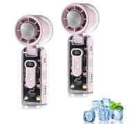 IceRush Turbo - Handheld Fan with Instant Cooling Plate & LED Light, Portable Fan with Ice Cooling, 3600mah Rechargeable,135° Tilt Foldable, For Travel, Outdoor, Office (Purple*2)
