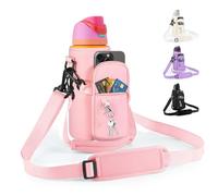 Icesip Pink Water Bottle Carrier Bag with Strap, Fits Owala FreeSip 24 oz
