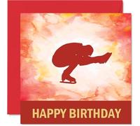 Iceskating Sport Birthday Cards - Boys in Sports - Happy Birthday Card for Boy Son Brother Grandson Nephew Uncle Cousin, 145mm Bday Greeting Cards