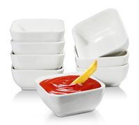 Iceten 3" Ceramic Dipping Bowls, Square Soy Sauce Dipping Bowls, Mini Side Seasoning Dish, for Sauce, Side Dish, Condiments, Sushi, Ramekins Oven Safe- Set of 8, White