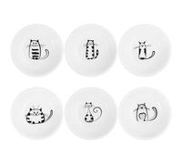 Iceten 6 Pcs Mini Ceramic Saucer, Cute Cat Ceramic Sauce Dish, Tea Bag Dish, Small Dipping Bowls, Round Soy Sauce Dish for Sushi, Soy Sauce, Can Hold Ketchup, Barbecue Sauce (White)