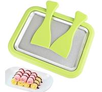 Iceten Ice Cream Roll Maker, Homemade DIY Ice Cream Roller Pan with 2 Scrapers, Instant Ice Cream Maker, Make Easy Ice Cream Rolls for Cream Frozen Yogurt Gelato Sorbet at Home -Green