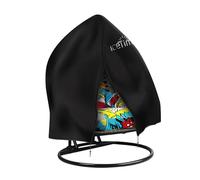 Icetimer Upgraded Double Egg Chair Cover Waterproof 230x200cm | Windproof, 2 seater Heavy Duty Large Patio Hanging Swing Seat Cover With Zipper, Black