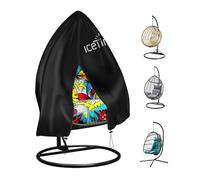 Icetimer Upgraded Egg Chair Cover Waterproof 190x115cm | Windproof, Heavy Duty Large Patio Hanging Swing Seat Cover With Zipper, Black