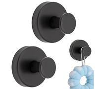 Icetop 2 Pack Heavy Duty Black Suction Hooks, Window Wreath Hanger Strong Suction Cup Hooks for Bathroorm Shower Kitchen