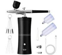 Icetop Airbrush Set with Compressor, Rechargeable Cordless High-Pressure Airbrush Set Portable Equipped with 0.3mm Nozzle and Cleaning Brush Set for Model Painting Nail Art Makeup Cake Decoration