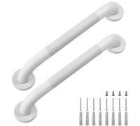Icetop Grab Rails for Bathtubs and Showers, 2 Pack 16 Inch White Bathroom Handrails Premium Stainless Steel Anti-Slip Grab Bars for Elderly Assist Handles