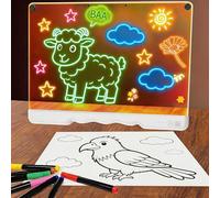Icetop LED Drawing Board, 16 Inch with 7 Neon Glow Modes Interactive Light Up Art Pad Creative Sketching Message Board Gift Kit with 5 Markers for Kids Adults