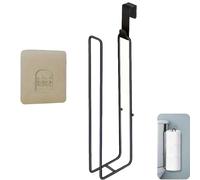Icetop Toilet Roll Holder, 1 PCS 3 Roll Self Adhesive Storage, Over The Tank Black Toilet Paper Holder, Rustproof Stainless Steel for Bathroom, No Drilling Wall Mount Hook