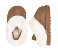 IceUnicorn Girls Slippers Memory Foam Suede Toddler Kids Slippers Cosy Winter Warm Lightweight Anti-slip House Shoes (Light Brown,26/27)