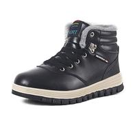 IceUnicorn Mens Winter Snow Boots Warm Cosy Ankle Boots Fully Fur Lined Walking Hiking Lace Up Boot Anti Slip(Black, 8UK)