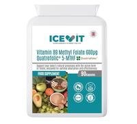 ICEVIT Methyl Folate 600µg 5-MTHF - Active Vitamin B9 Supplement - Folic Acid Alternative - 90 Vegan Capsules - Supports Energy, Blood Formation & Immune Function - Made in UK