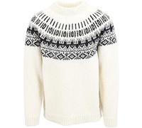 ICEWEAR Elís Sweater Lopapeysa Design 100% Icelandic Wool Long Sleeve Winters Sweater Without Zipper | White - Small