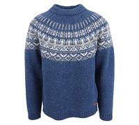 ICEWEAR Elís Sweater Lopapeysa Design 100% Icelandic Wool Long Sleeve Winters Sweater Without Zipper | Blue - XL