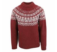 ICEWEAR Elís Sweater Lopapeysa Design 100% Icelandic Wool Long Sleeve Winters Sweater Without Zipper | Red - XXL