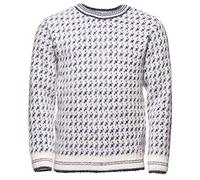 ICEWEAR Íslendingur Men's Sweater Knit Design for Winters Without Zipper 100% Wool Long Sleeve White